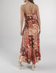 I.Code tea rose floral patchwork print long dress-2