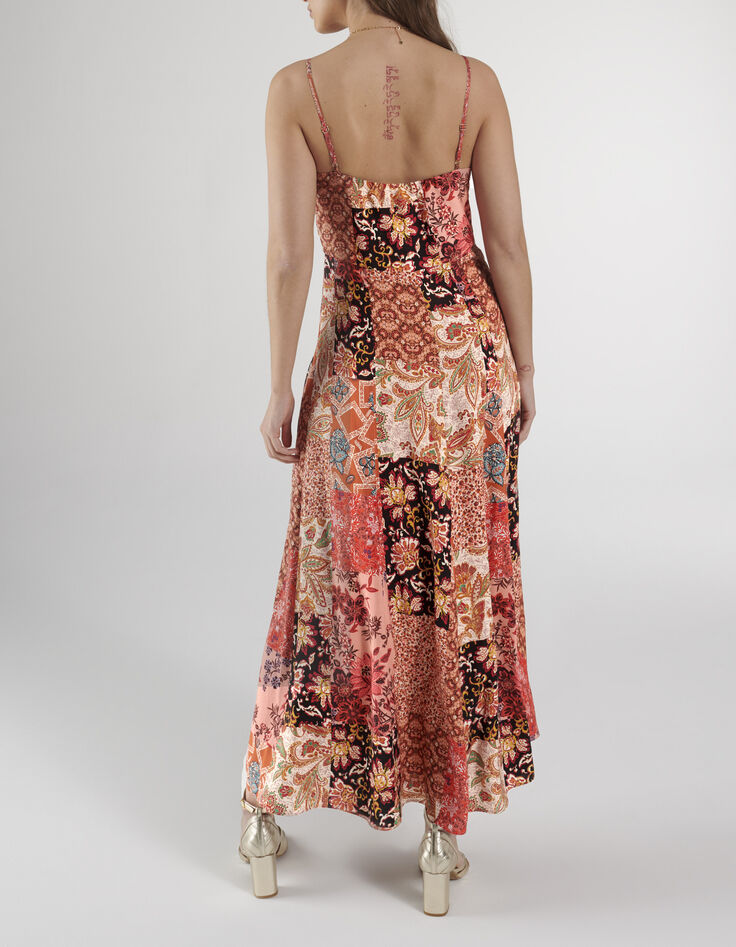 I.Code tea rose floral patchwork print long dress-2 I.Code tea rose floral patchwork print long dress-2