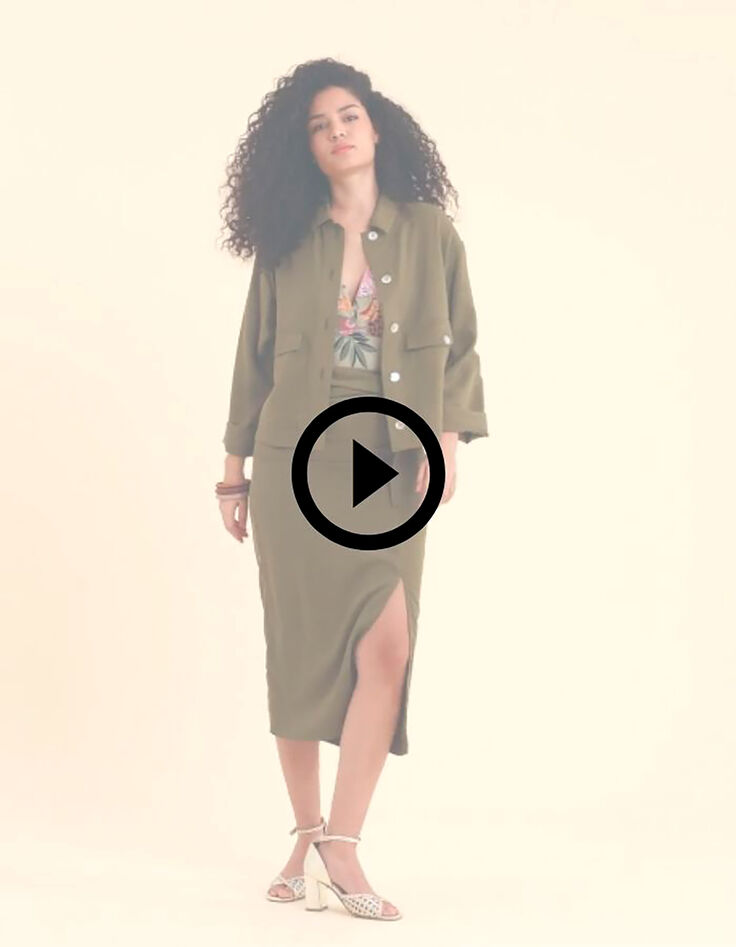 Veste kaki fluide poches boutonn&eacute;es I.Code-9