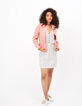 Cremeweißes Kleid, Tupfen- und Palmenprint I.Code-6
