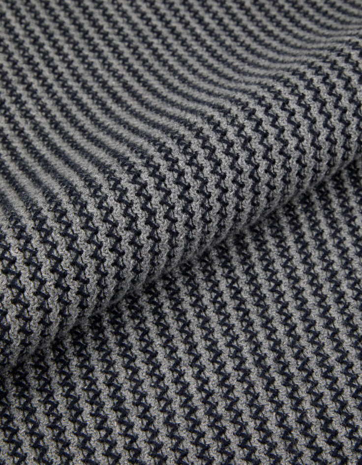 Blauer Herren Pullover aus geripptem Jacquard-7
