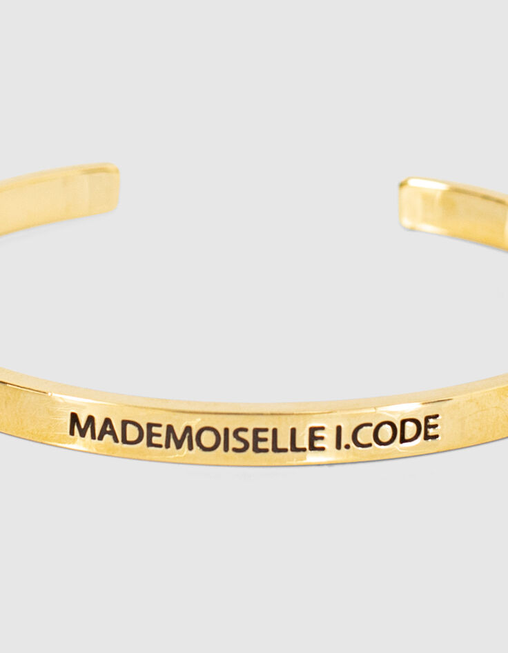 Bangle Up x I.Code engraved gold metal fine bangle-4