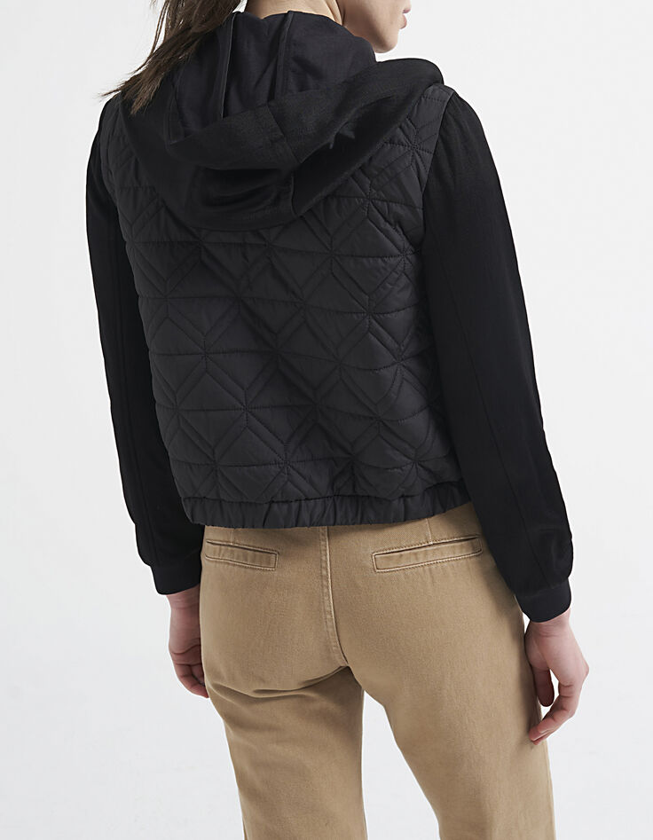 Veste noire bi matière matelassage fantaisie I.Code-2 Veste noire bi matière matelassage fantaisie I.Code-2
