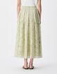Falda floral de rayas verdes para mujer-5