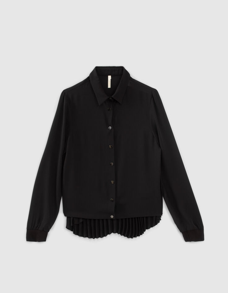 Camisa negra fluida plisada detrás I.Code-6
