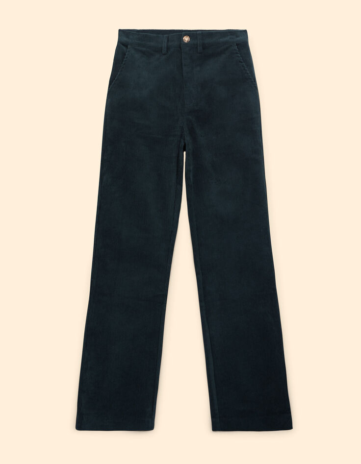 Pantalon de costume vert nuit velours c&ocirc;tel&eacute; I.Code-5