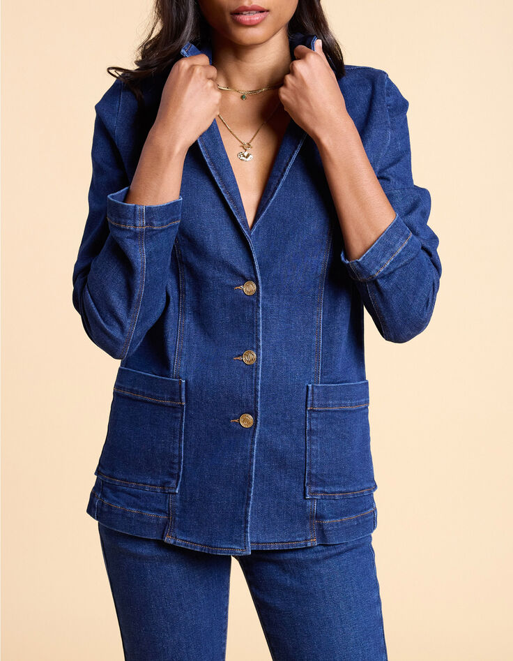 Veste de costume en jean bleu authentique I.Code-1