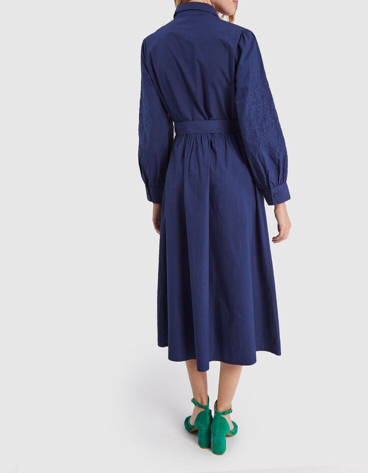 Robe longue indigo broderies ton sur ton I.Code -2
