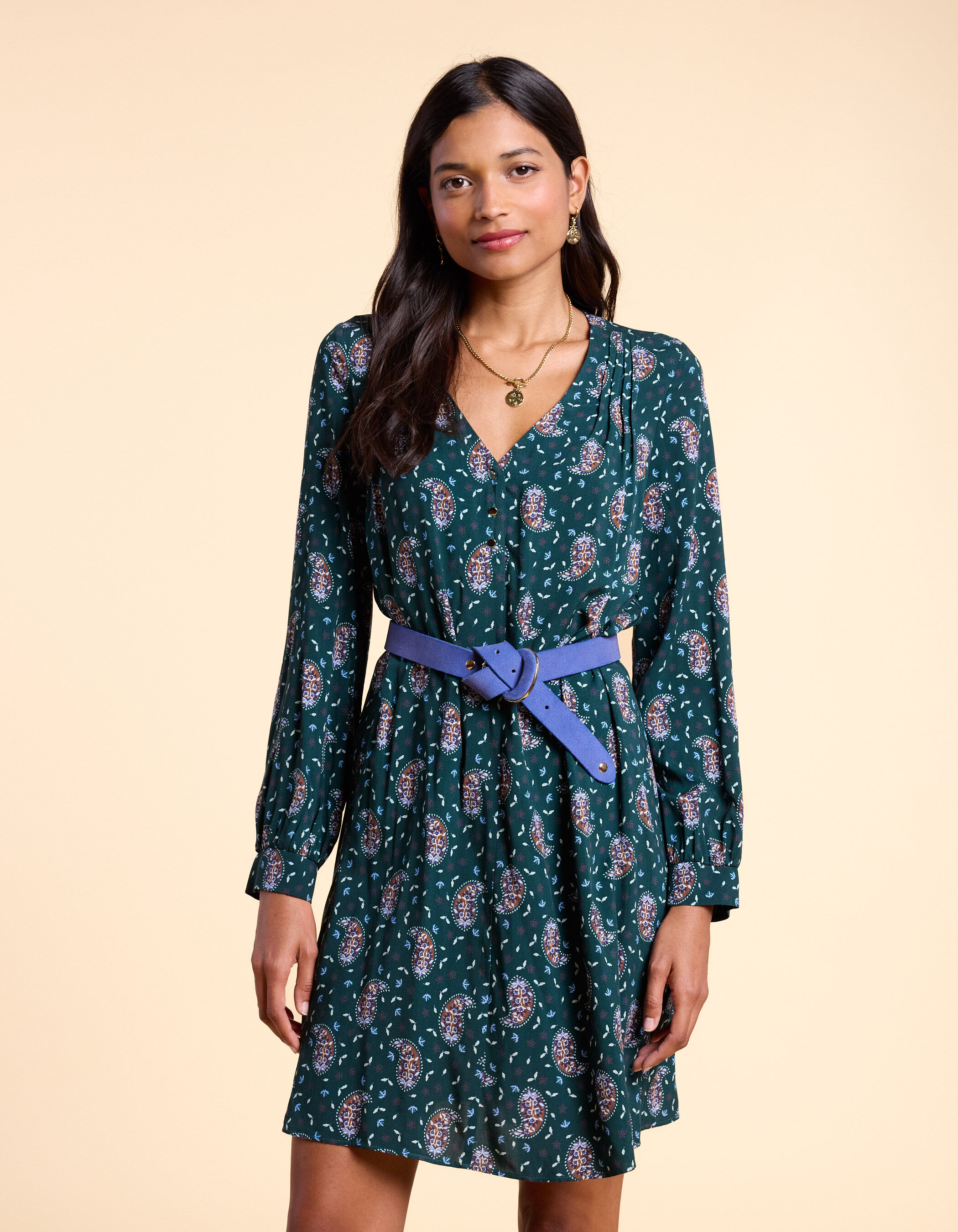 Robe vert nuit imprime cachemire I.Code