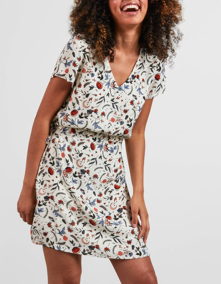 Vestido blanco roto flores indias I.Code-5 Vestido blanco roto flores indias I.Code-5