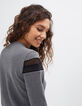 sweat gris chiné résille plumetis et bord-côte I.Code-4