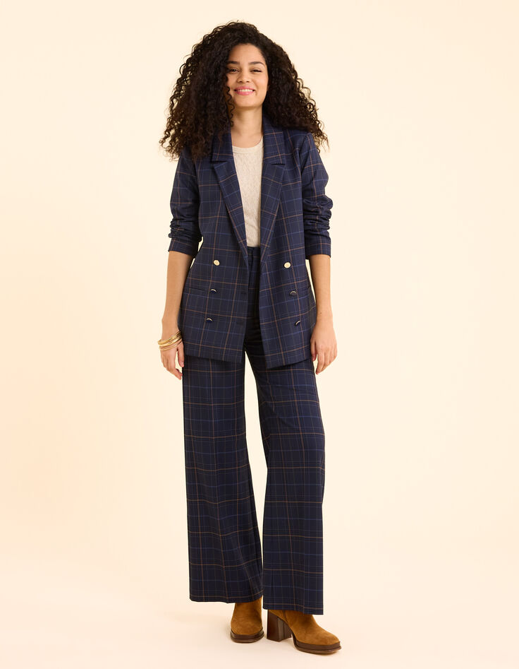 Marineblaue elegante Hose mit Karos I.Code-5