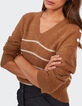 Pull tabac tricot à rayures blanches I.CODE-1