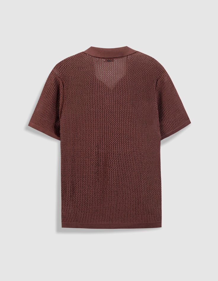 Braunes durchbrochenes Poloshirt Herren-7
