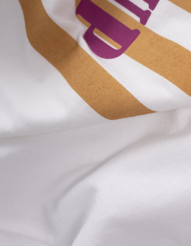 I.Code white short-sleeved T-shirt with striped slogan-7