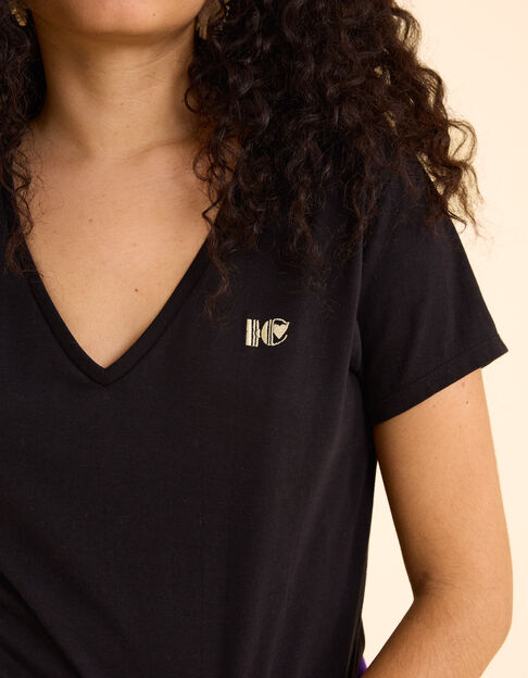 Schwarzes T-Shirt mit I.Code-Stickerei