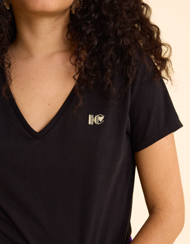 Tee-shirt noir brodé I.Code-1