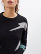 Schwarzer Pullover I.Code mit geometrischen Formen-4
