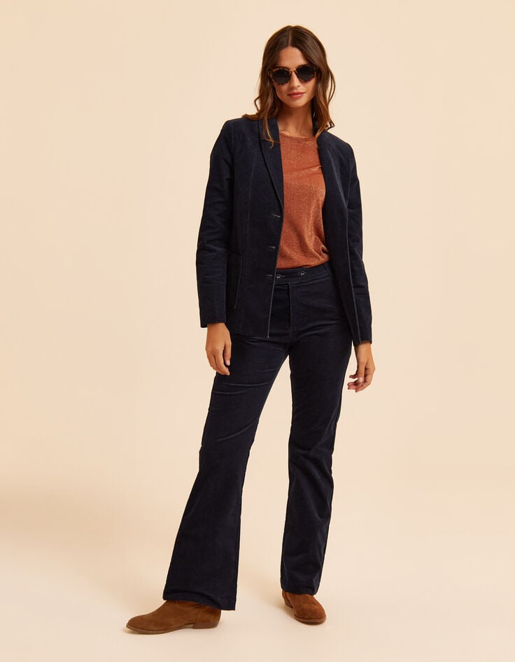 Marineblaue Velourshose Denim-Effekt I.Code-6