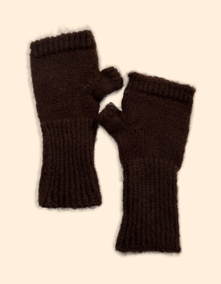 Bruine tricot handschoenen zonder vingers I.Code-3