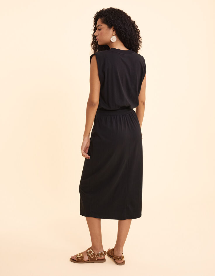 Robe longue noire taille élastiquée I.Code-3