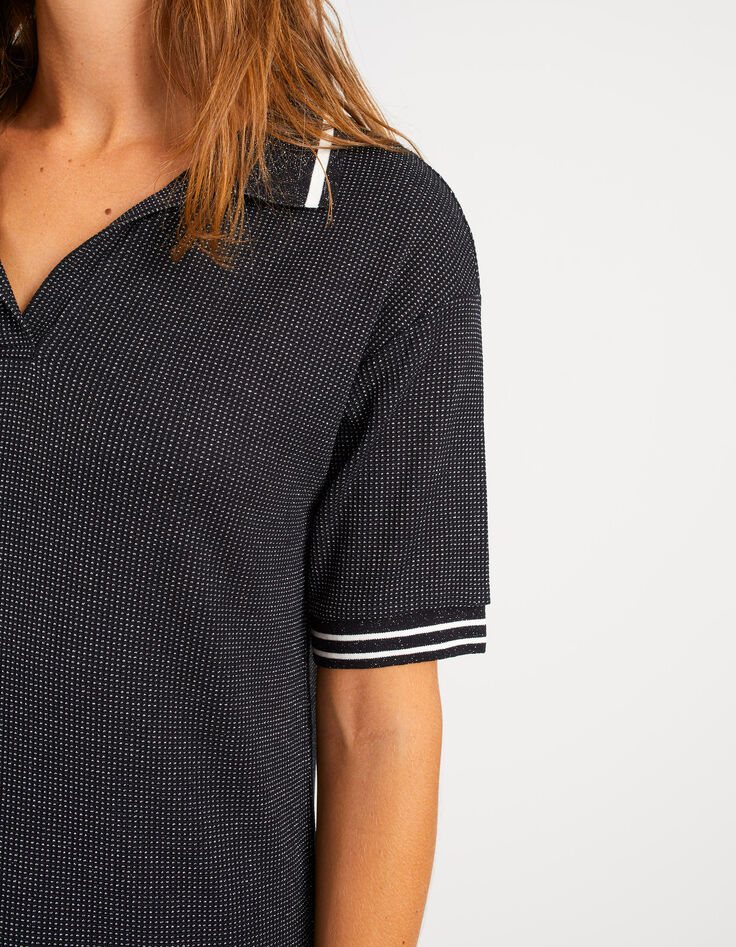 Robe noire maille jacquard pailletée silver I.Code-4
