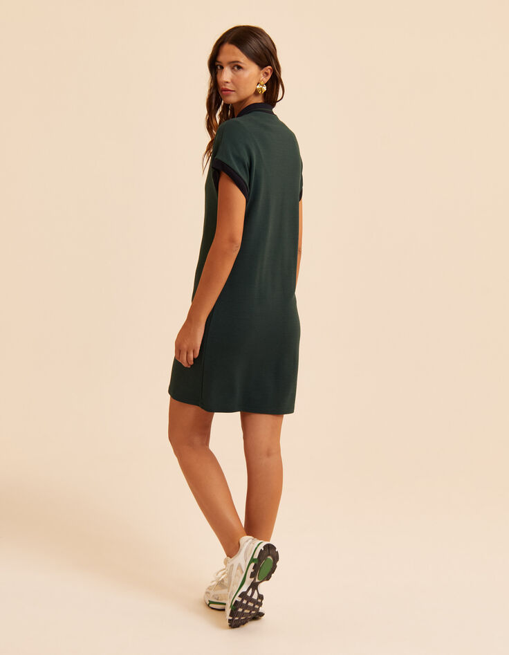 I.Code green zipped dress with polo collar-4