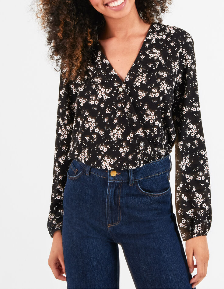 Blusa negra estampado flores invierno I.Code-2