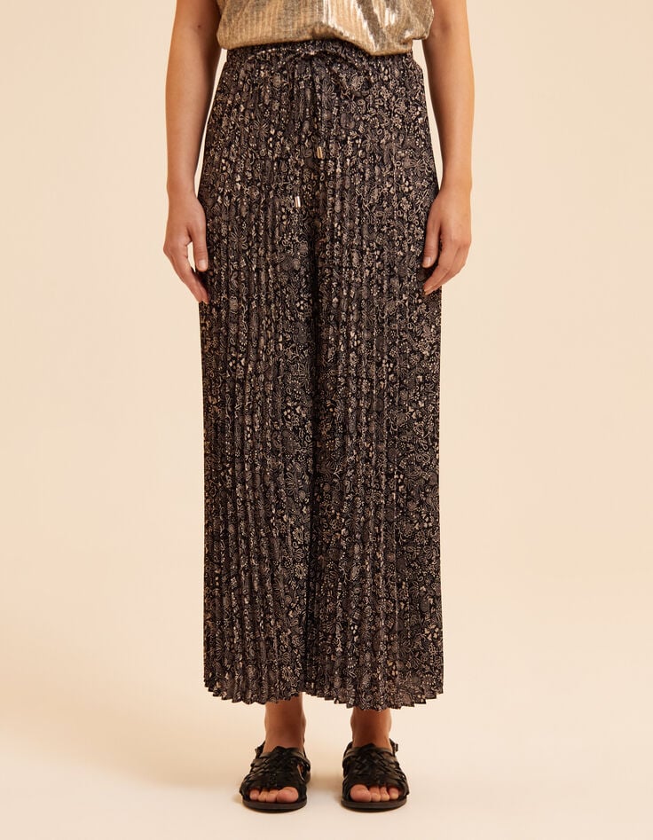 I.Code black paisley print pleated trousers-3 I.Code black paisley print pleated trousers-3