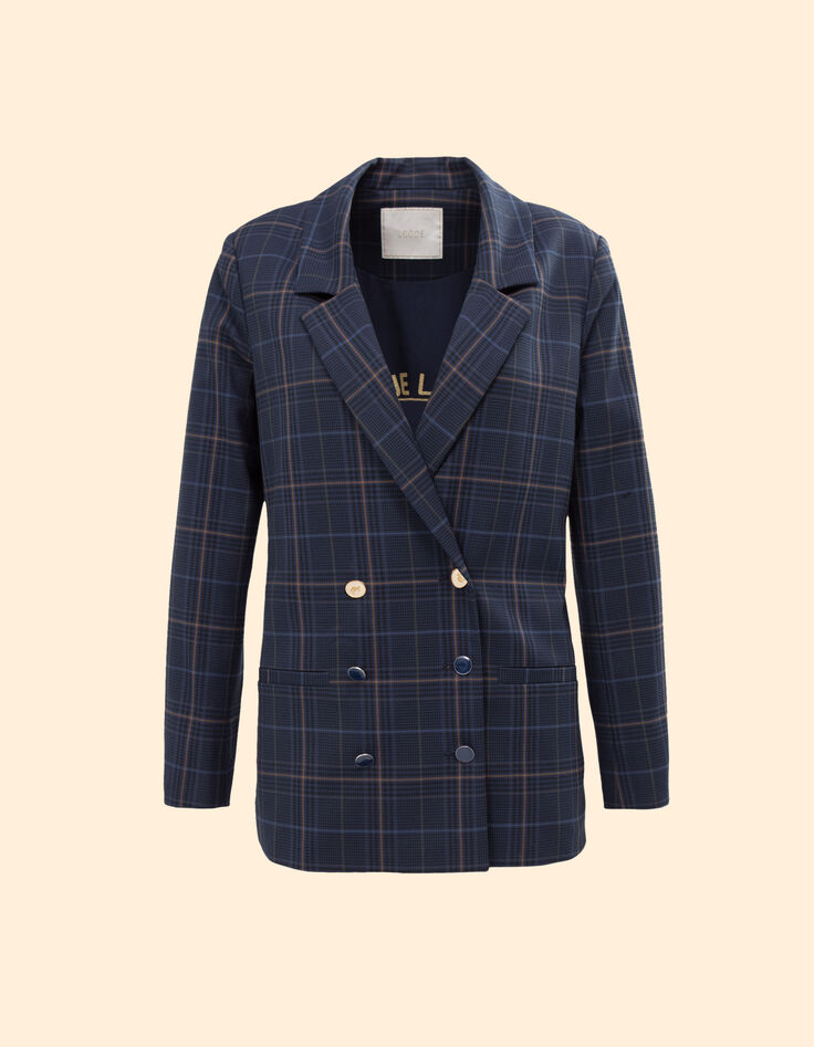 Marineblauer eleganter Blazer mit Karos I.Code-6