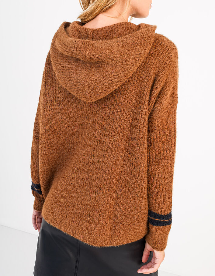 I.Code caramel knit hooded sweater - I.CODE