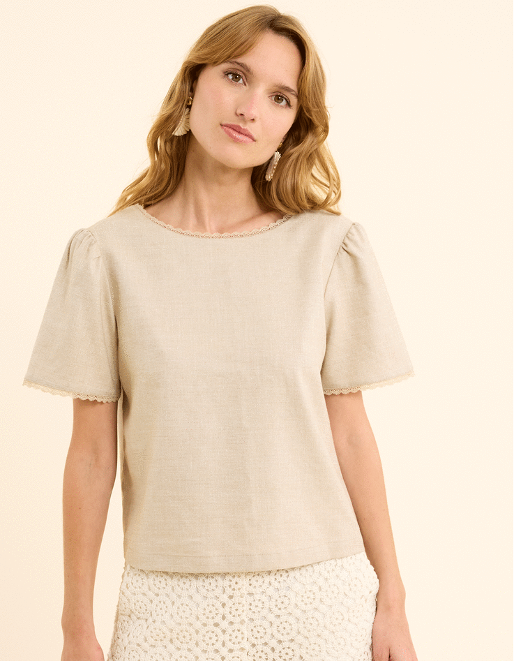 Top beige cropped boutonné I.Code-9