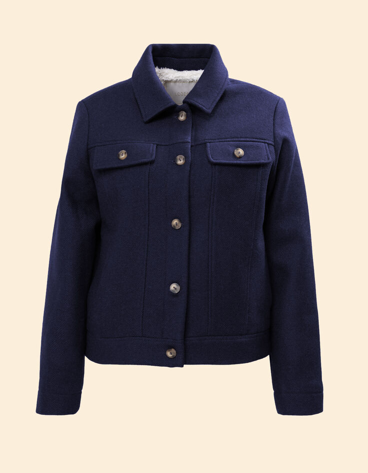 I.Code navy fur-lined woolcloth short coat-5 I.Code navy fur-lined woolcloth short coat-5