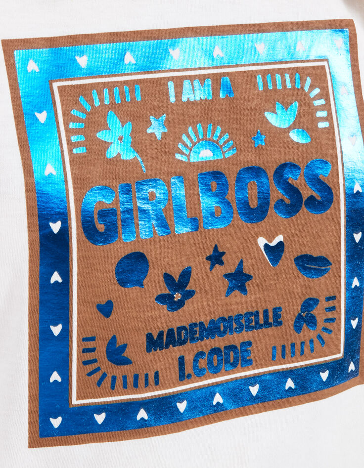 Gebroken wit T-shirt bio blauwe tekst I.Code -5 Gebroken wit T-shirt bio blauwe tekst I.Code -5