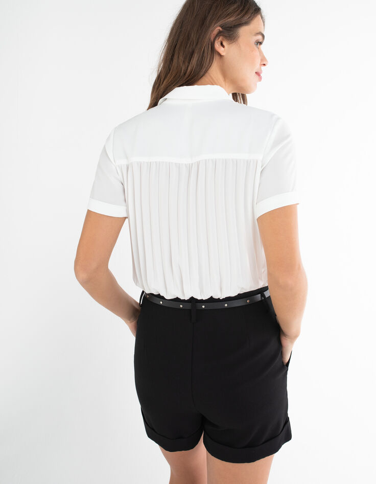 Korte jumpsuit zwart en wit twee materialen I.Code-4