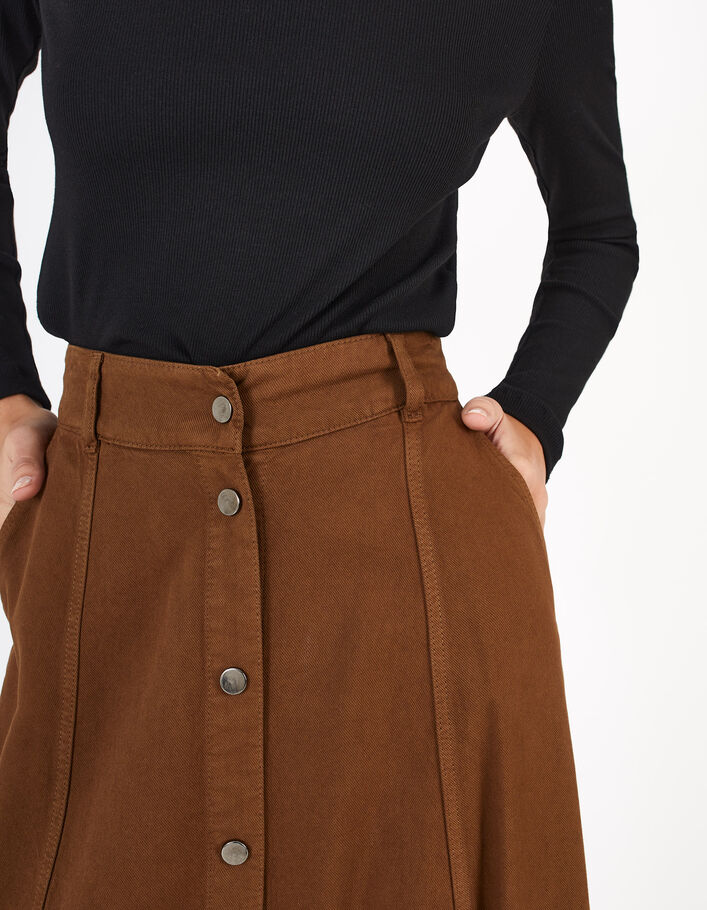 I.Code fawn denim buttoned long skirt - I.CODE