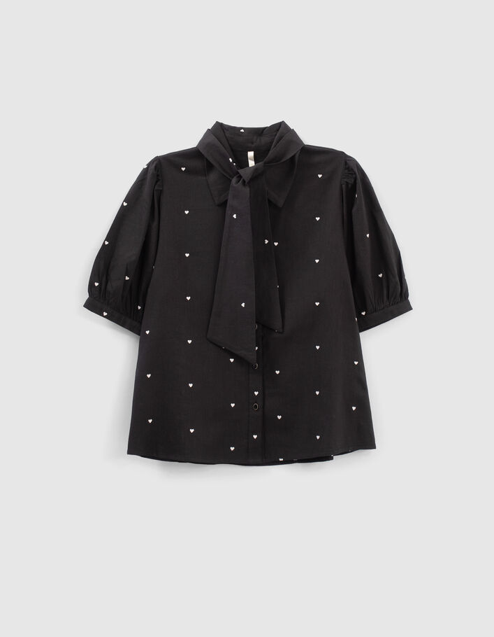 I.Code black shirt embroidered with hearts - IKKS