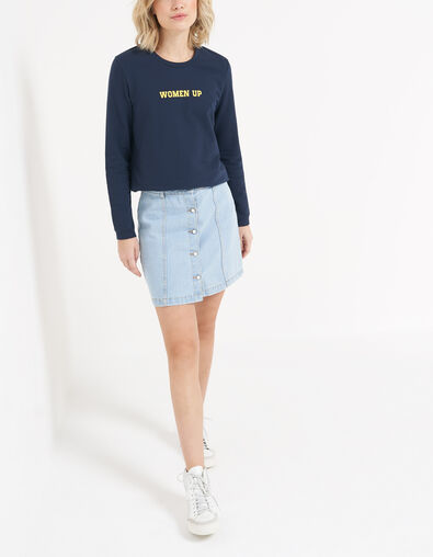 Jupe en jean bleached boutonnée I.Code
