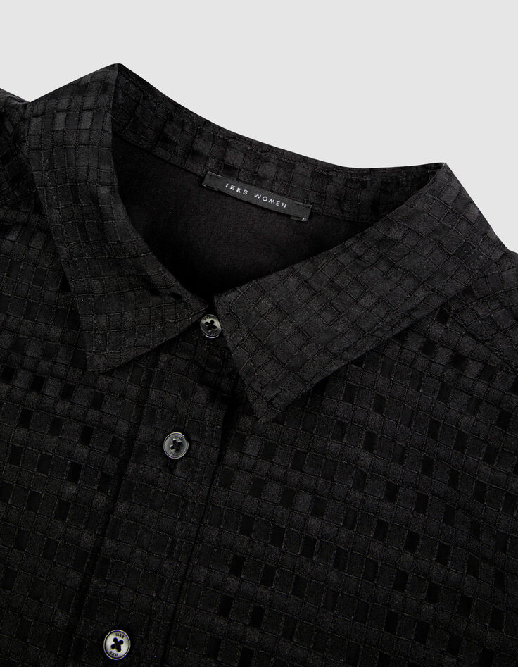 Schwarzes Kleid mit durchbrochenem Karomuster Damen-8