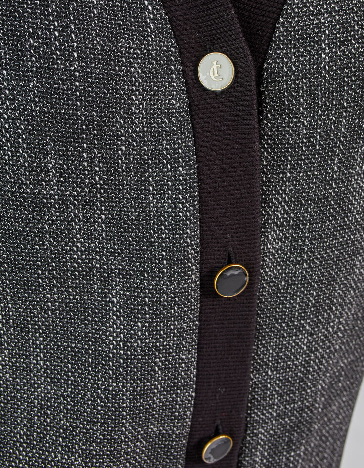Schwarzes Kleid mit Knöpfen im Tweedlook I.Code-3