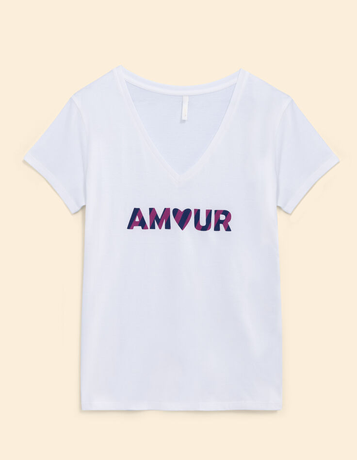 Tee-shirt manches courtes blanc message rayures I.Code-6