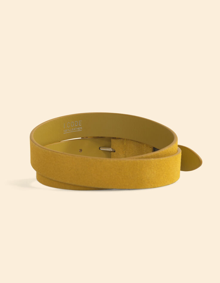 Ceinture en daim jaune avec boucle tressée I.Code-3