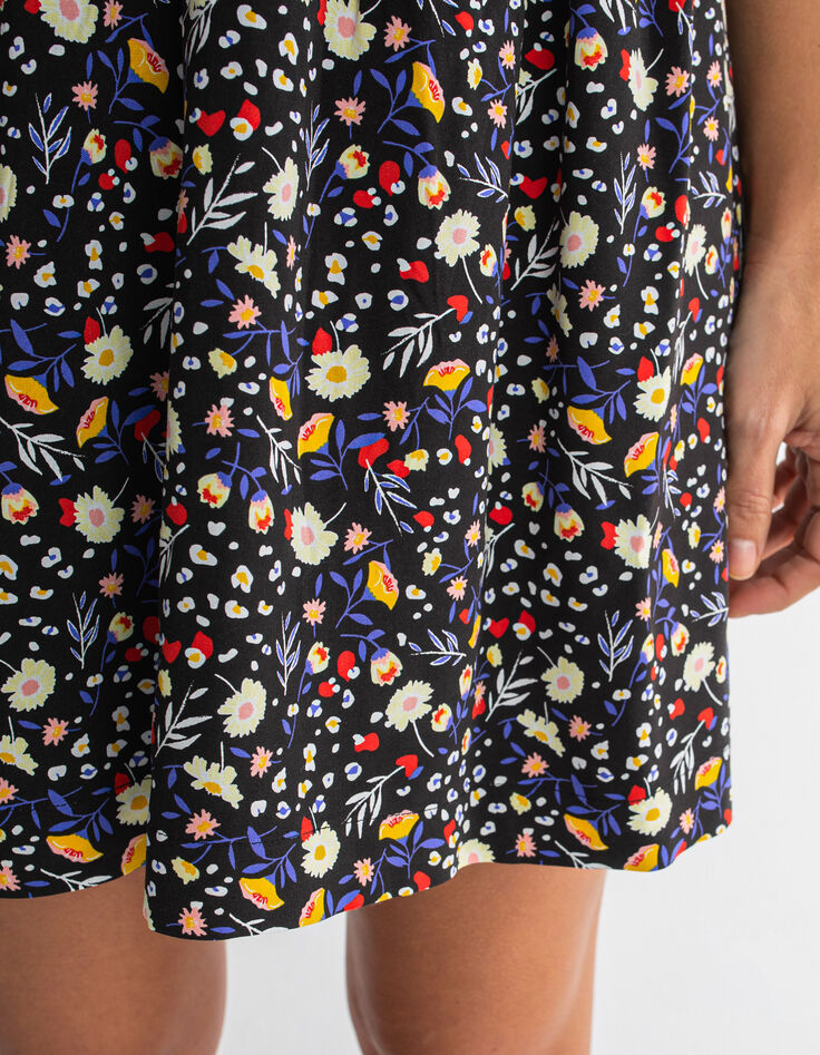 Robe noire imprimé léopard floral couleur I.Code-3