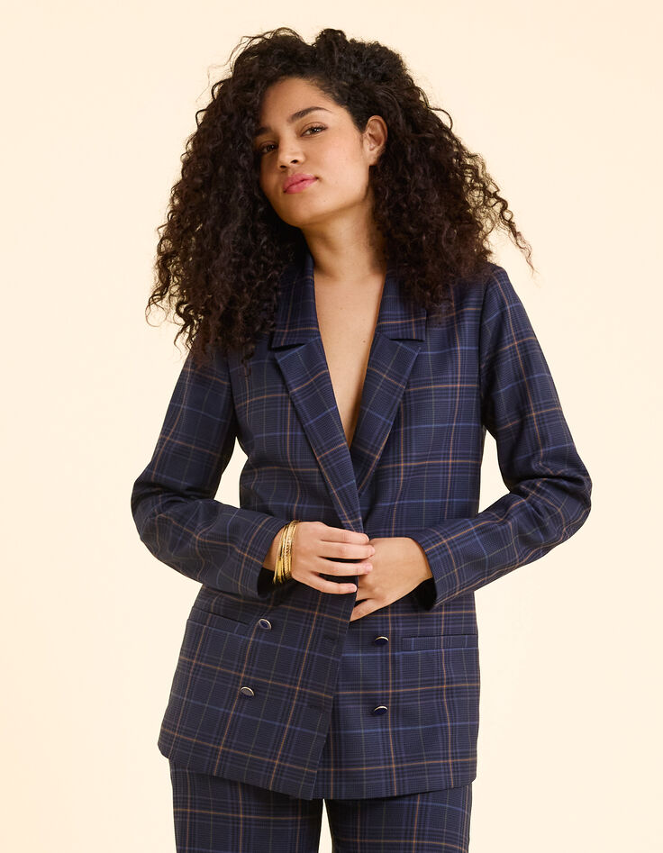 Marineblauer eleganter Blazer mit Karos I.Code-1