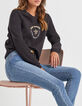 Sweat noir molleton message rond doré I.Code-4