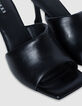 Schwarze Lederpantoffeln Damen-7