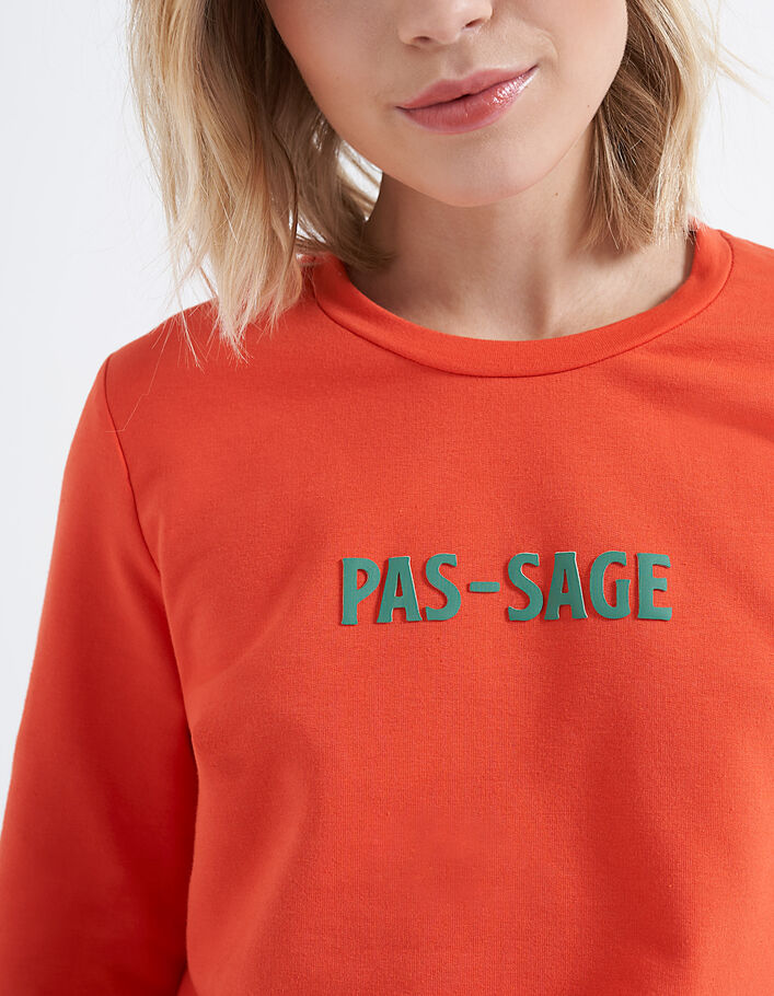 I.Code spicy orange sweatshirt with flocked slogan - I.CODE