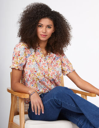 I.Code white top with seaside paisley print