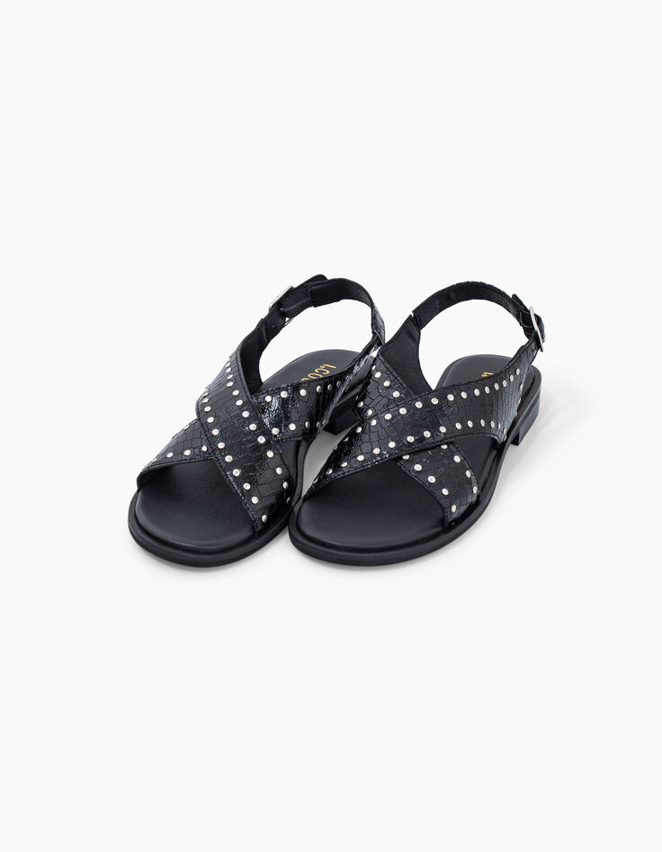 Zwarte sandalen lakleer croco-effect studs I.Code-4