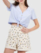 Ecru jeansshort rock bloemetjesprint I.Code -1